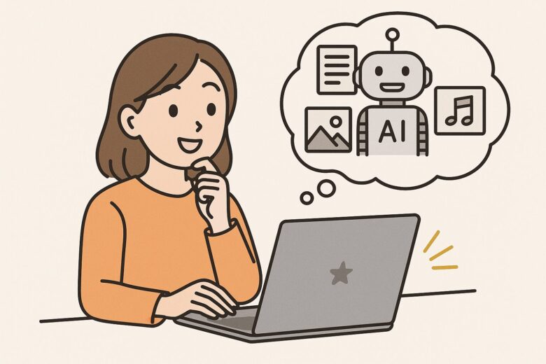 AIを使い色々なことを考える女性