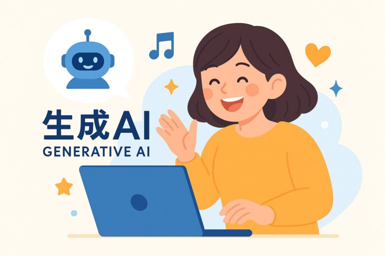 楽しそうに生成AIを使う女性